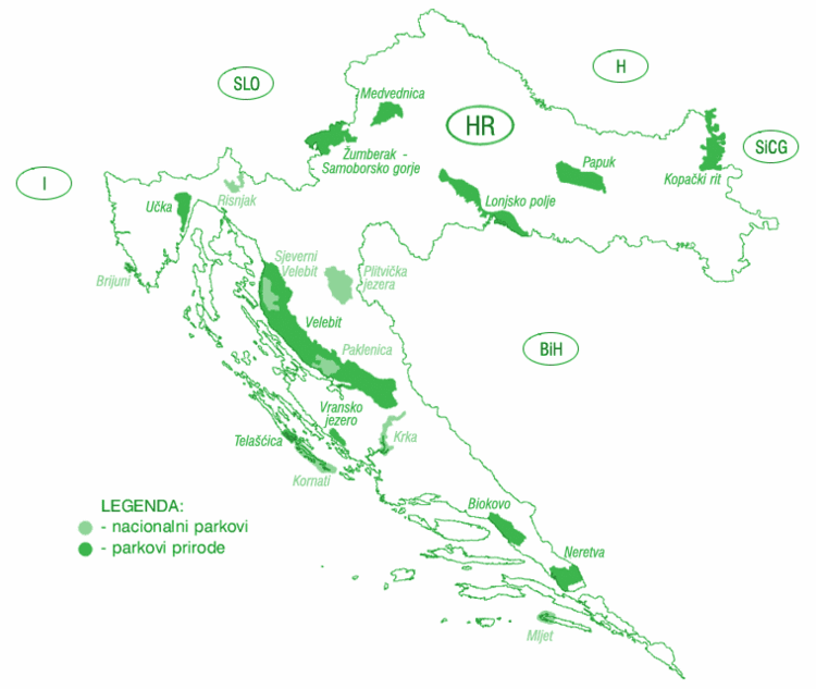 nacionalni parkovi hrvatske karta Karta – Parkovi prirode Hrvatske nacionalni parkovi hrvatske karta